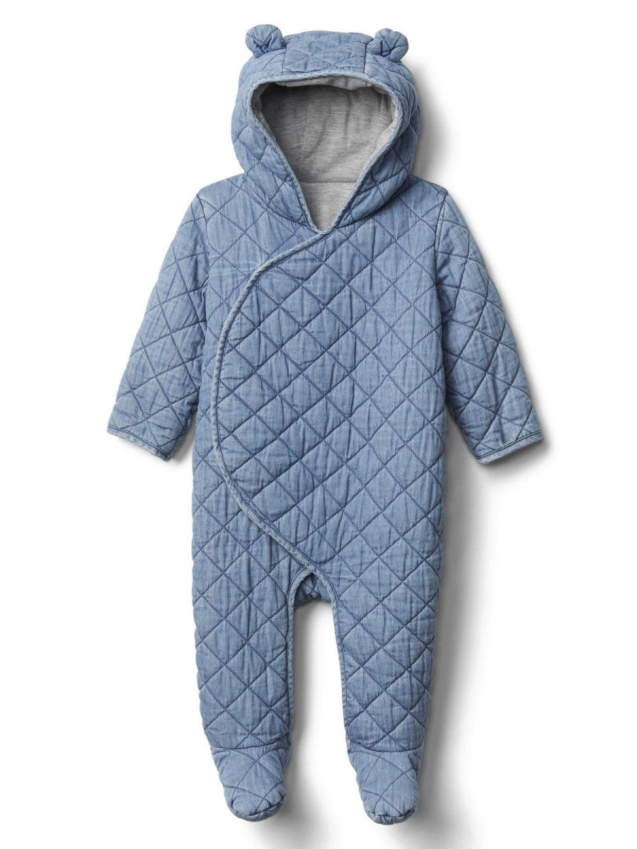 Baby Quilted Chambray Bear One-Piece