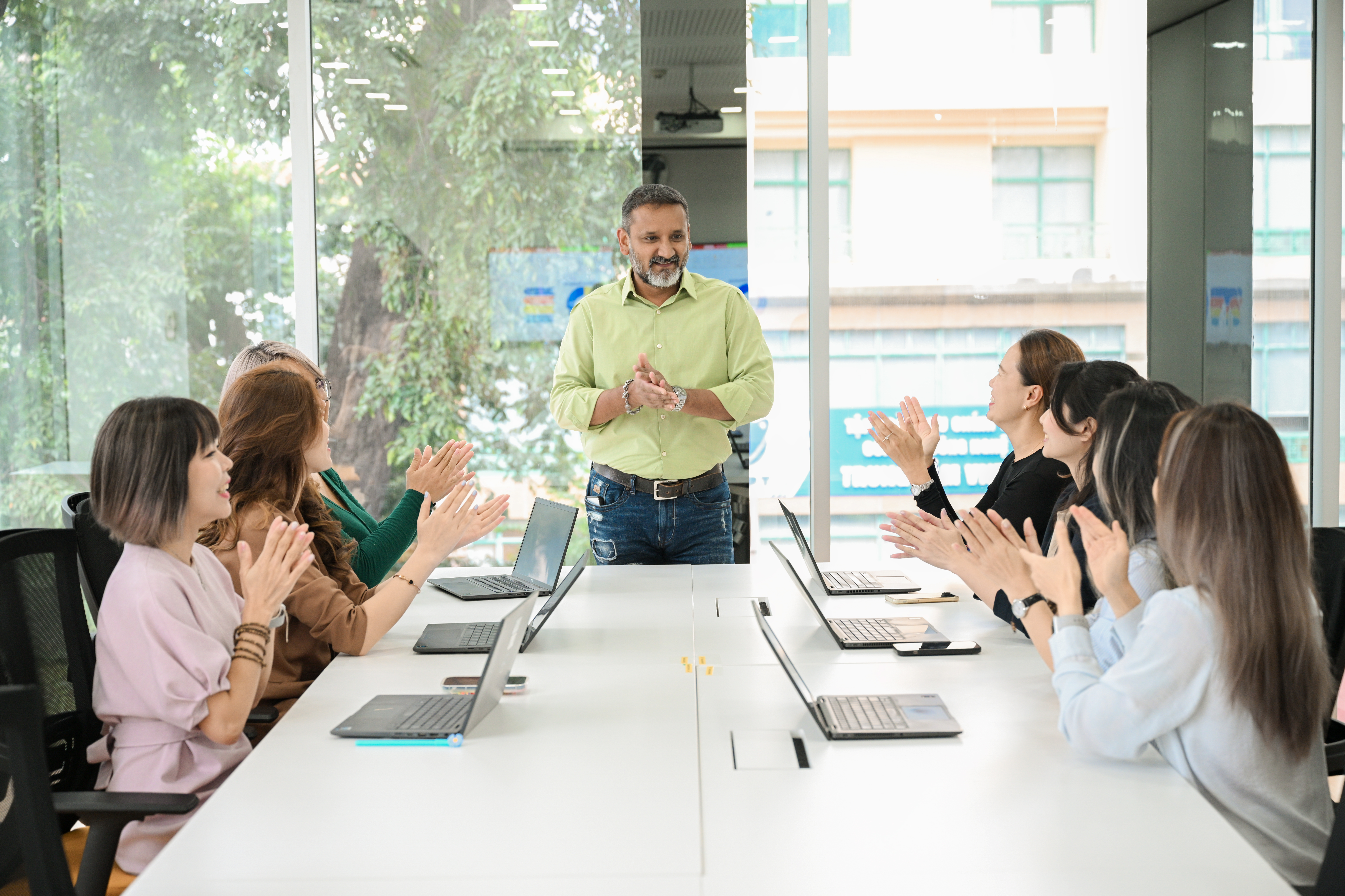 Employee giving presentation