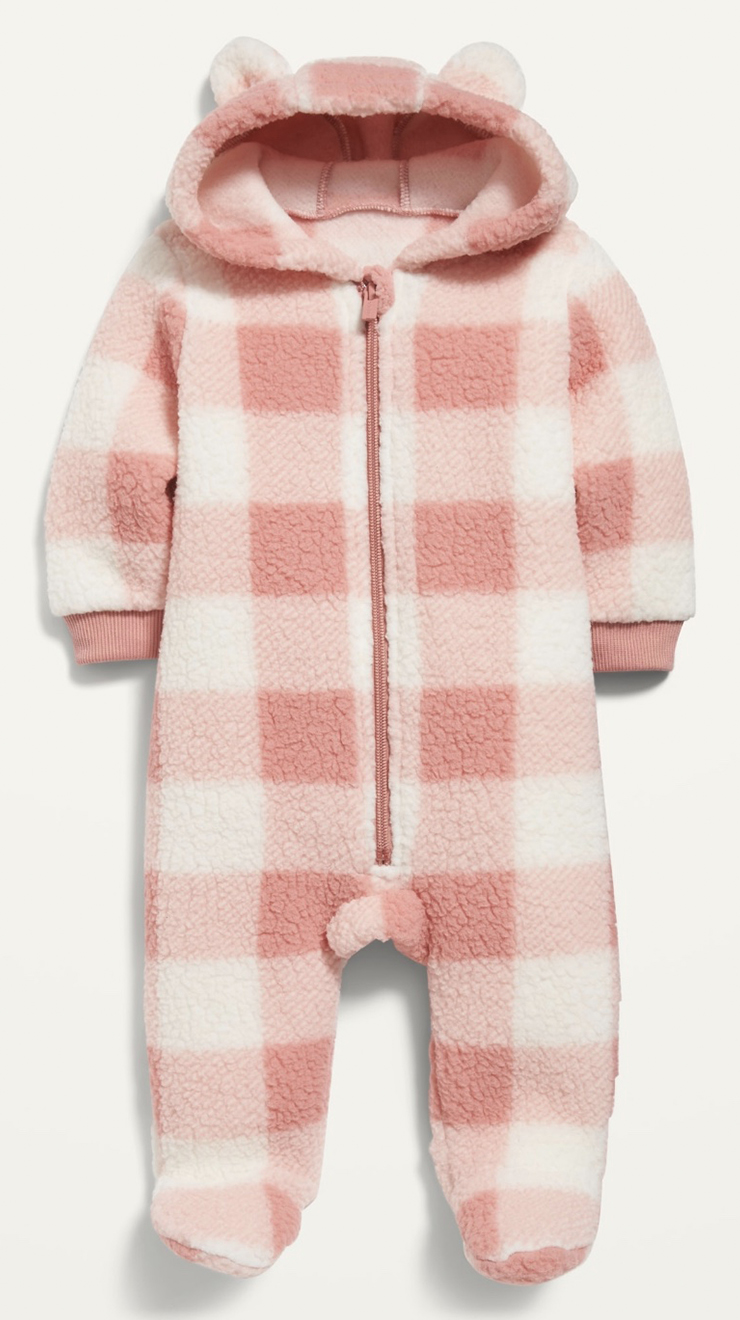 Old Navy Unisex Plaid Sherpa One-Piece for Baby