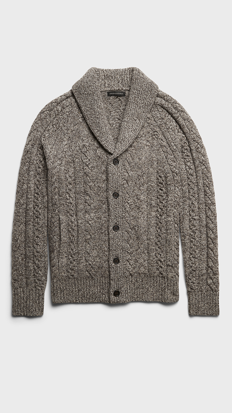 Banana Republic Mens Cable Shawl Cardigan