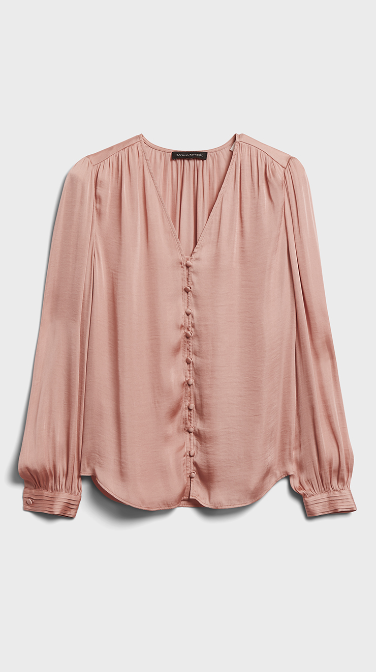 Banana Republic Soft Satin V-Neck Blouse