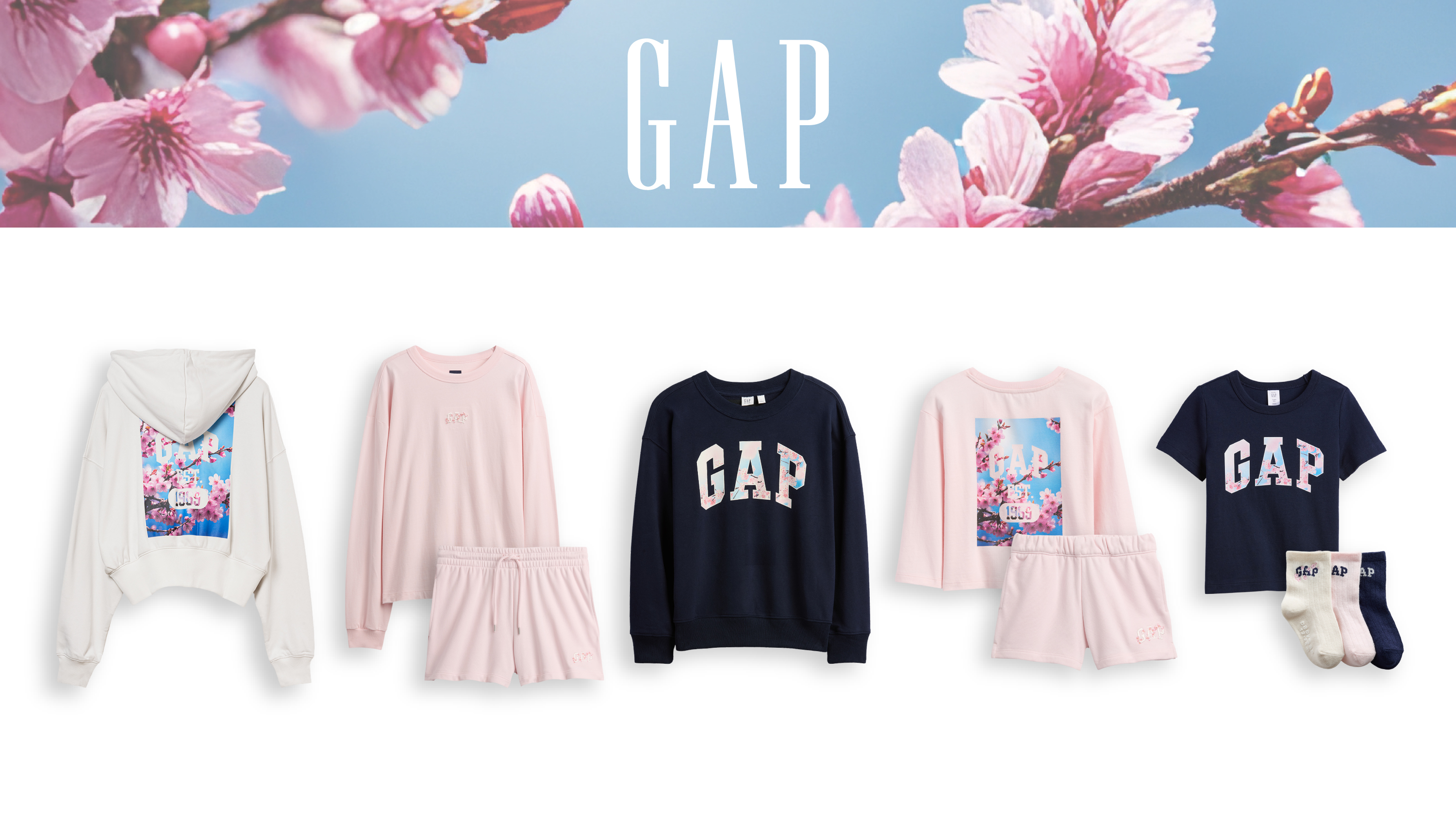 Gap、春の訪れを感じる桜モチーフとロゴが融合した日本限定のSAKURA